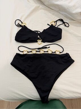 Black Heart-Link High-Waist Bikini - For Love & Lemons